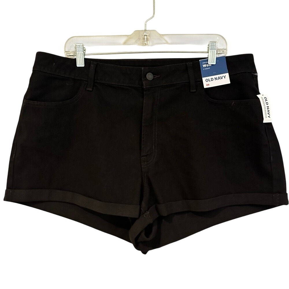 Old Navy Wow High Rise Cuffed Denim Shorts Women's 20 Black Goth Grunge Punk NWT